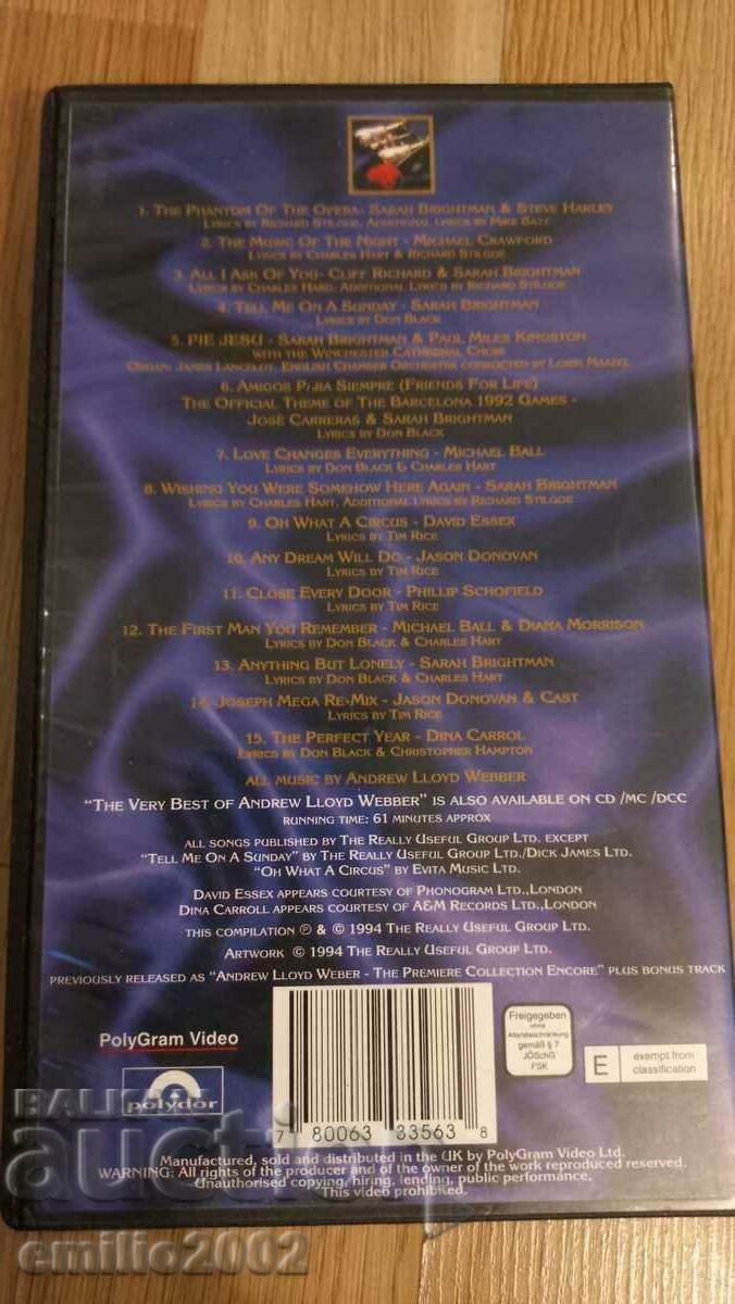 Auction Videotape Andy Lloyd Webber and Friends Auction Videotape Andy Lloyd Webber and Friends