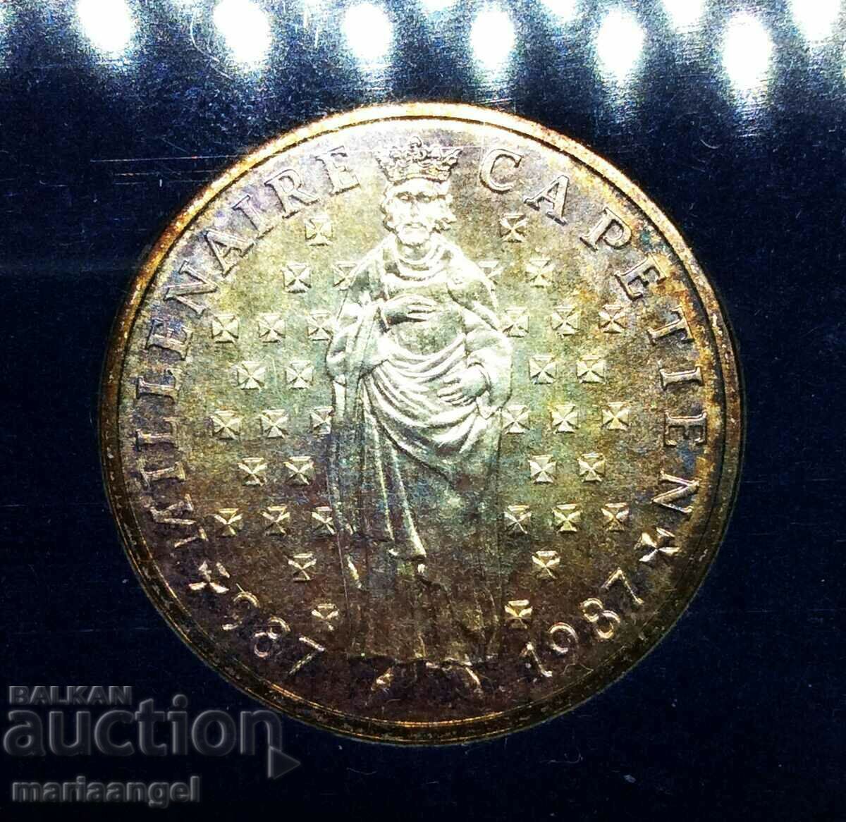 Франция 10 франка 1987 Капетинги годишнина сребро Патина