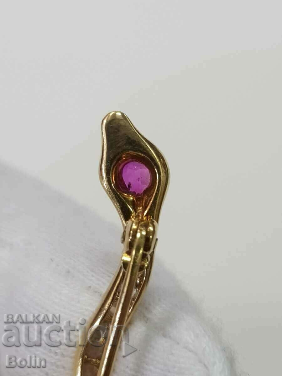 Χρυσή καρφίτσα γαλλικού φιδιού με διαμάντια και ρουμπίνια 19ος αι. - 7 Χρυσή καρφίτσα γαλλικού φιδιού με διαμάντια και ρουμπίνια 19ος αι. - 7