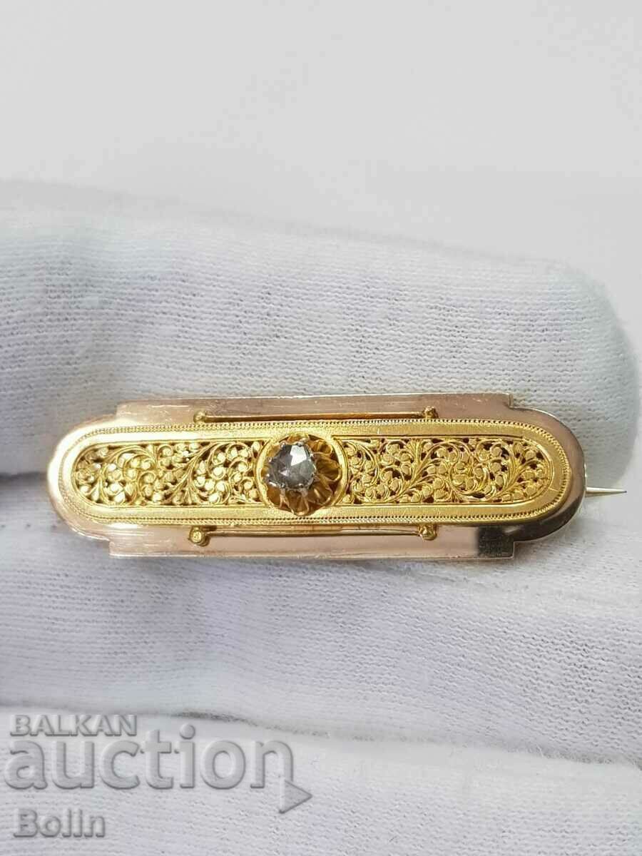 Gold Austrian diamond brooch 19th c. - 5