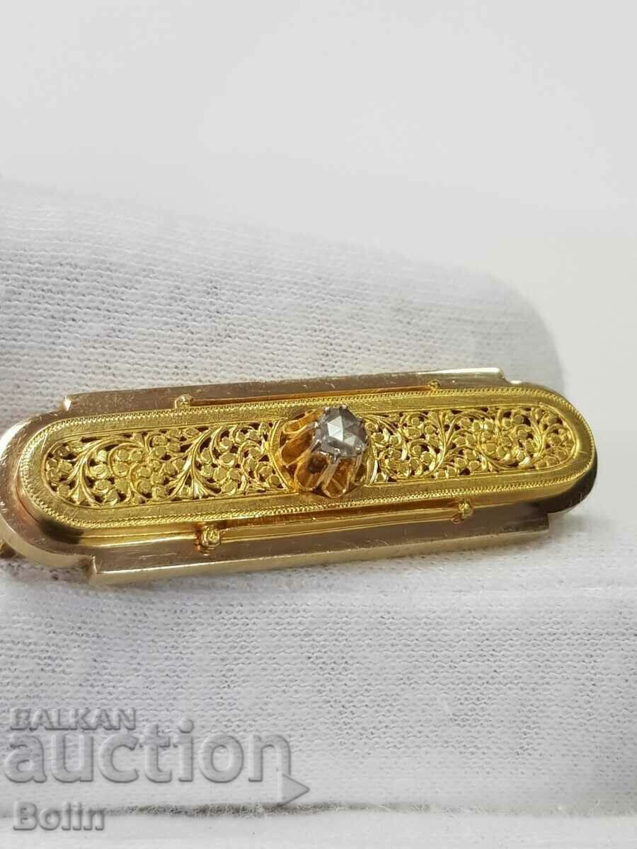 Broșă din aur cu diamant austriac secolul al XIX-lea. - 6