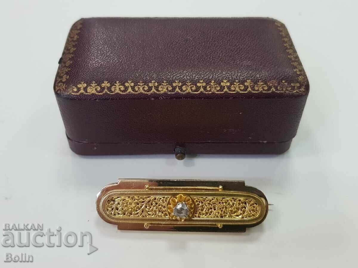 Broșă din aur cu diamant austriac secolul al XIX-lea. - 7