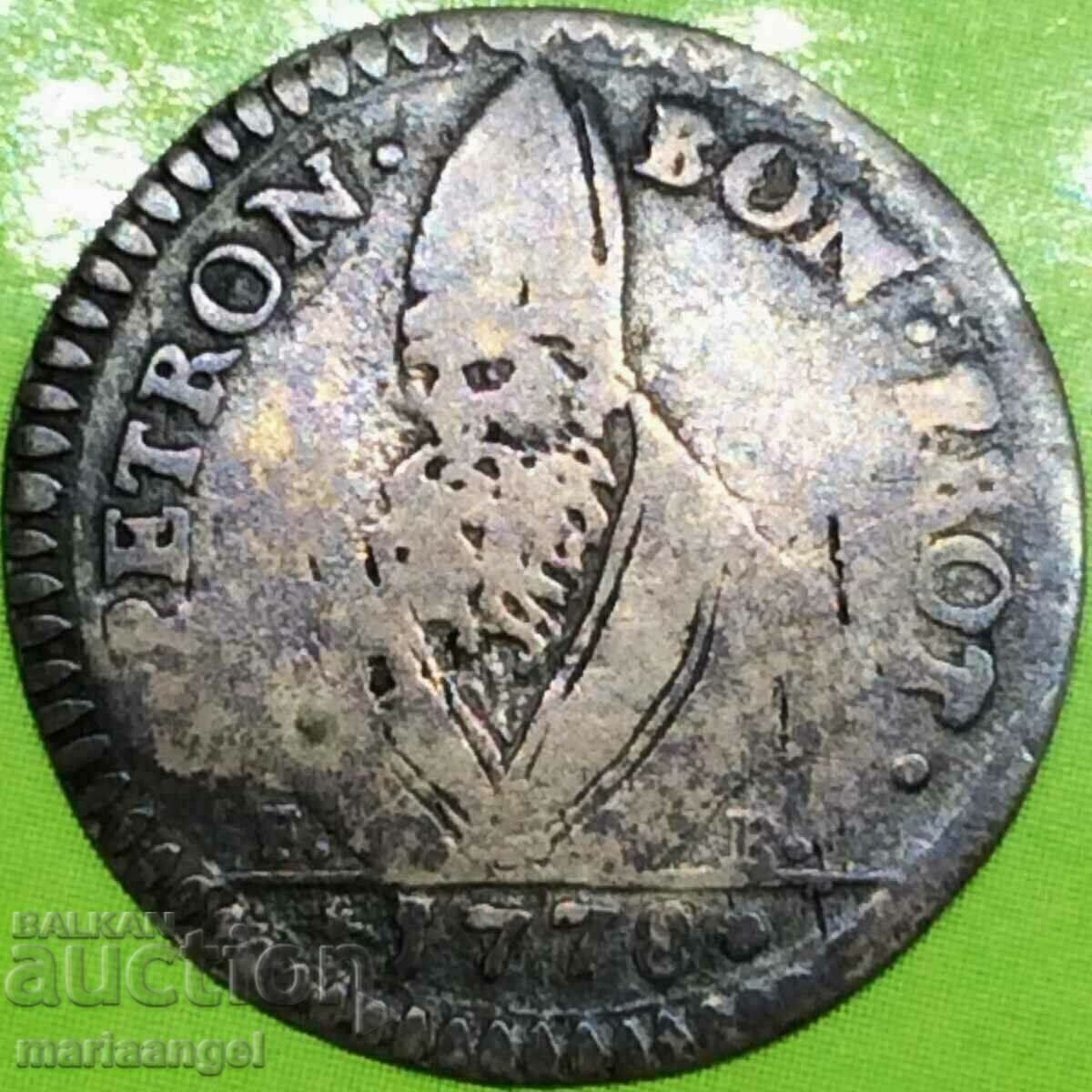 Vatican 1778 Carlino da 5 Bolognese Pius VI 1775-1799 Bologna