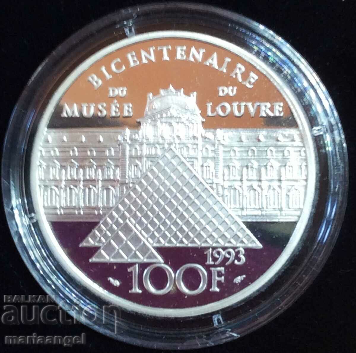 Франция 100 франка 1993 PROOF Делакруа кутия,серт