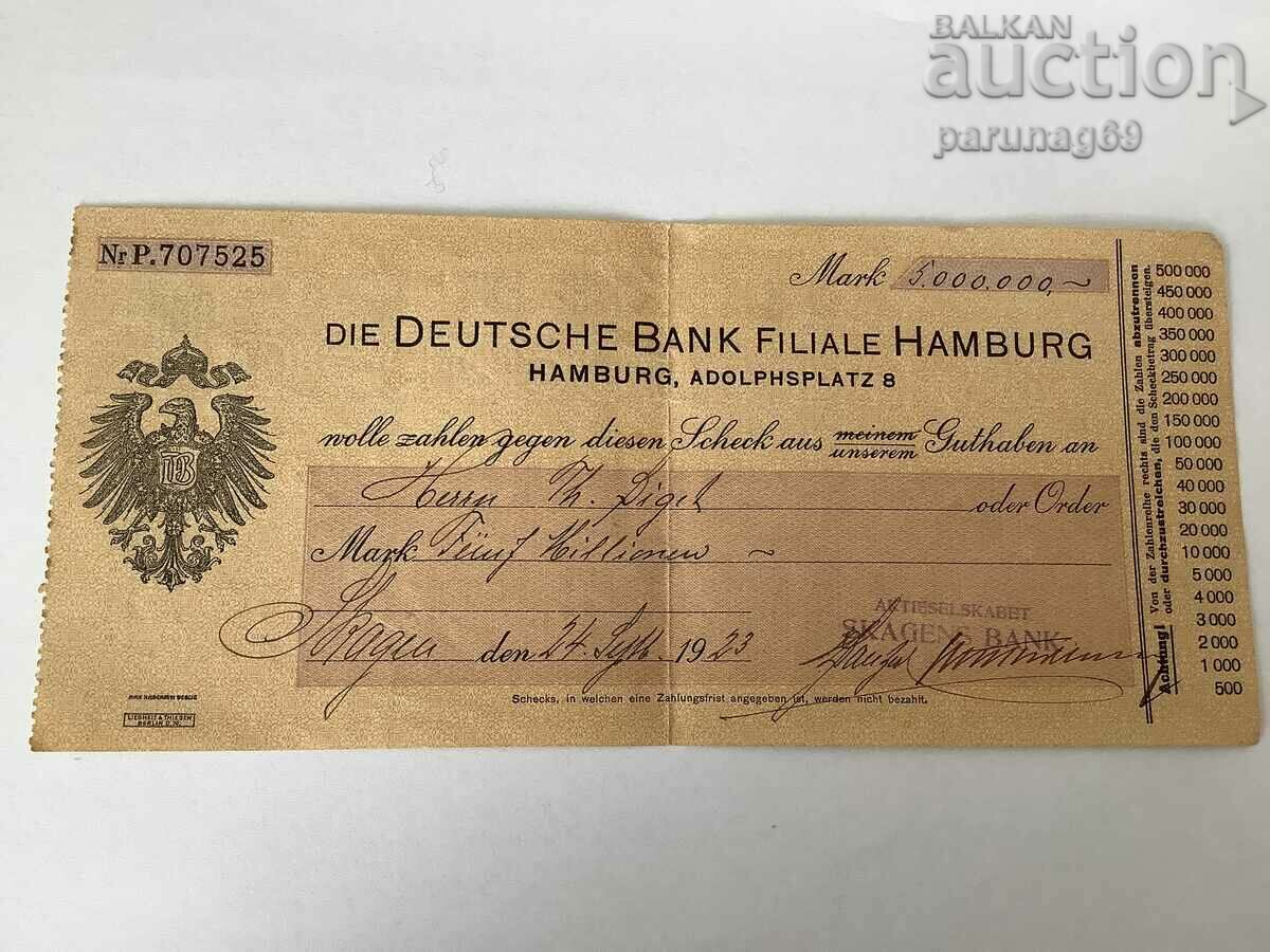 Germania 5000000 mărci 1923 - Deutsche Bank CHECK
