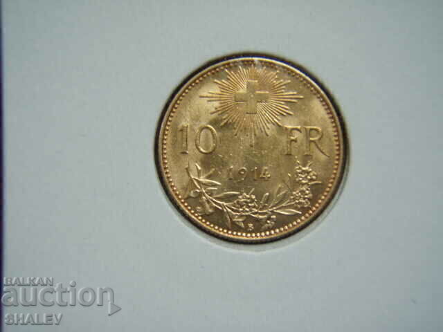 Licitație 10 Franci 1914 Elveția /1/ - AU/Unc (aur) Licitație 10 Franci 1914 Elveția /1/ - AU/Unc (aur)