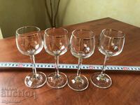 GLASS GLASS GLASS FOR ALCOHOL CRYSTAL-CZECHOSLOVAKIA-4 PCS