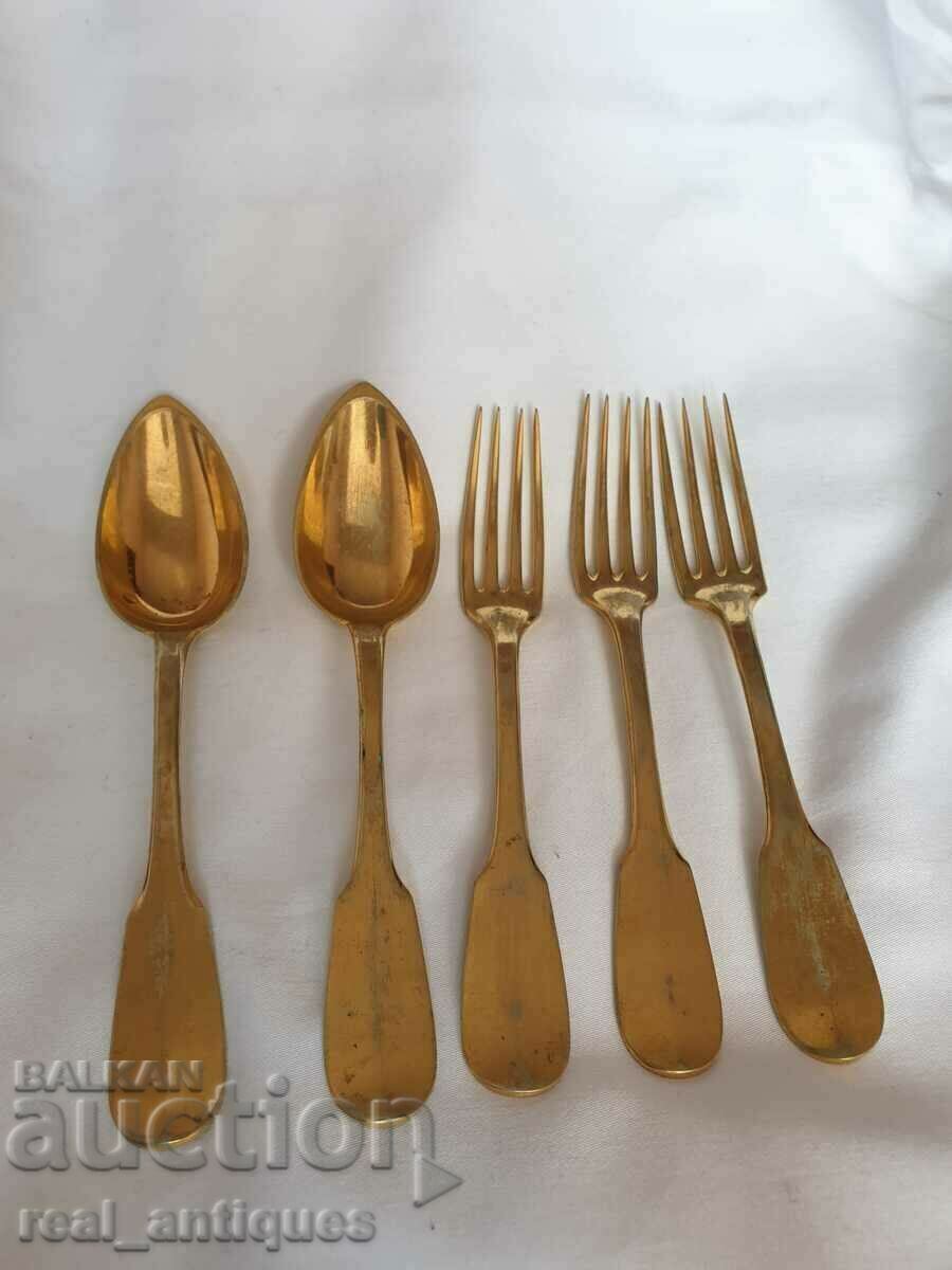 Gold-plated Christofle flatware