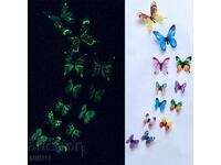 12 pcs. Glowing butterflies 3D, luminescent fluorescent