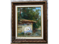 The old fountain in Elena - oil paints