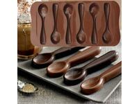 Silicone mold 3D spoons 6 pcs, Chocolate fondant spoon