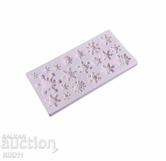 Silicone mold with 20 snowflakes, snowflake, cake decoration with price 9.00 BGN | € 4.60 Silicone mold with 20 snowflakes, snowflake, cake decoration with price 9.00 BGN | € 4.60