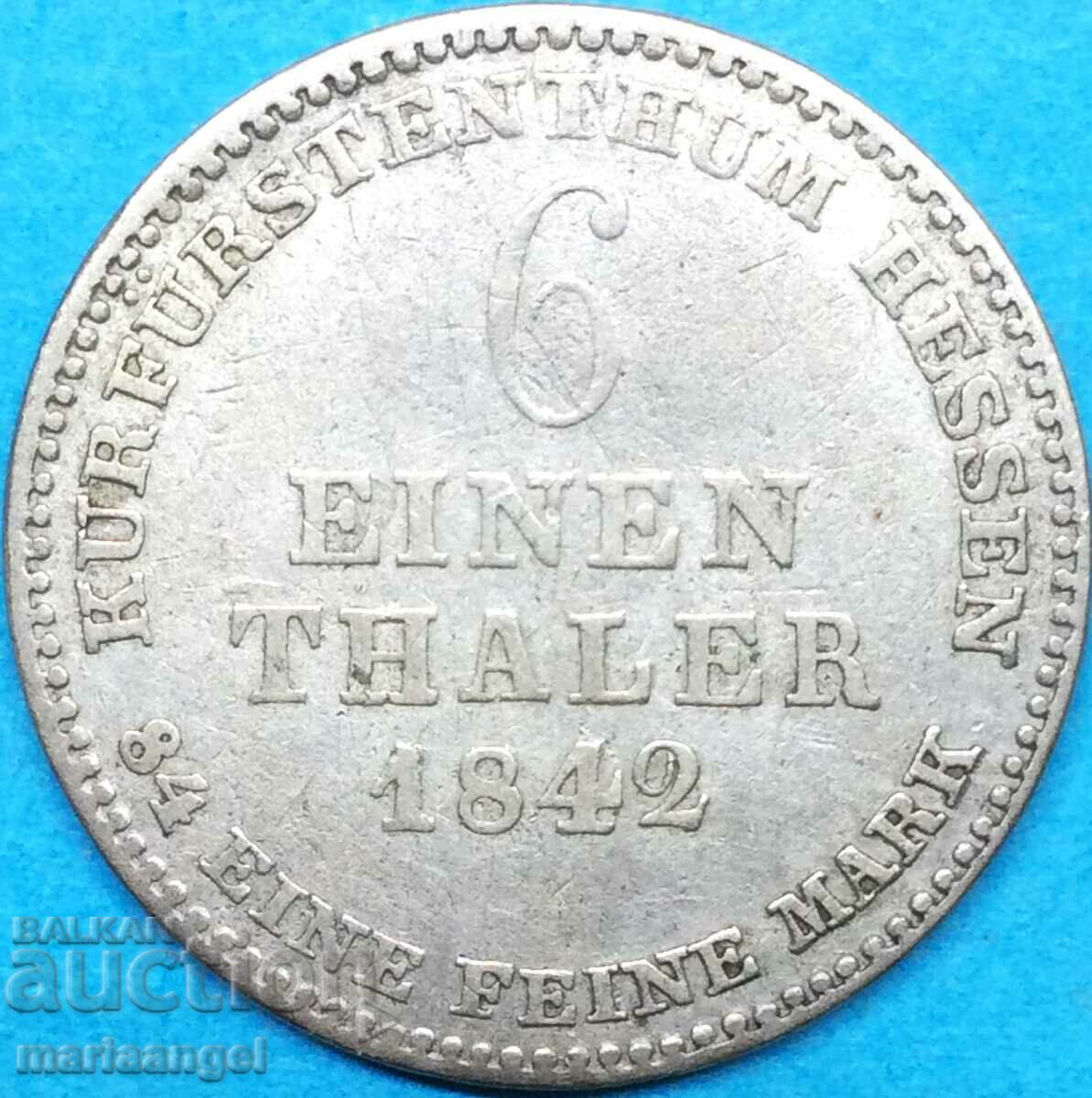 1/6 Thaler 1842 Germania Hessian Argint