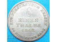 1/6 Thaler 1842 Γερμανία Hessian Silver