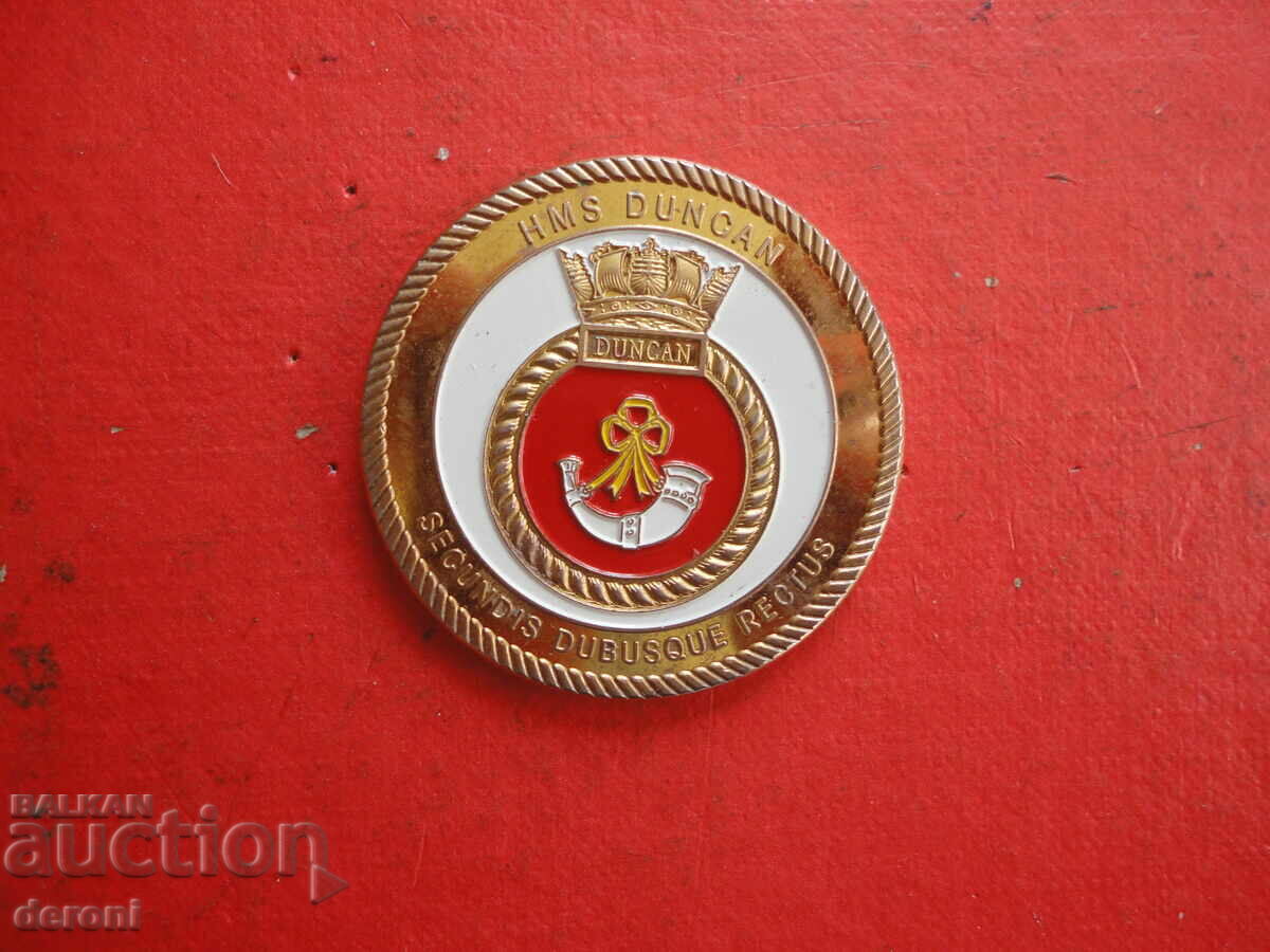 Gilt British Naval Medal Plaque Coin - 6