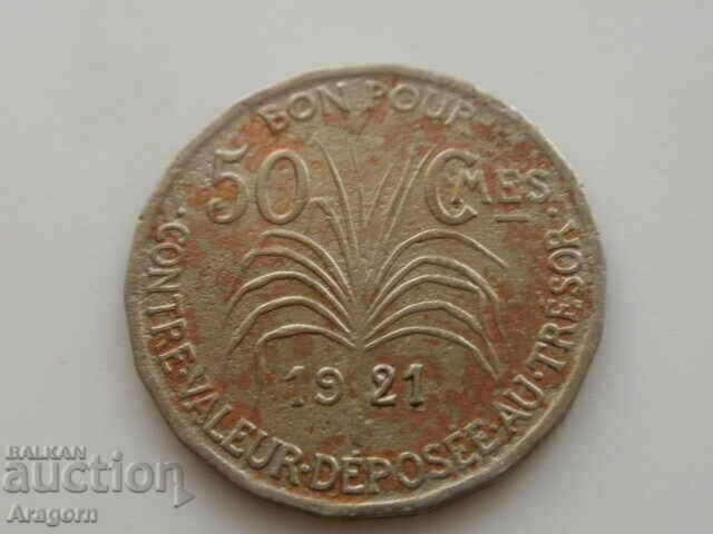 rare coin Guadeloupe 50 centimes 1921; Guadeloupe