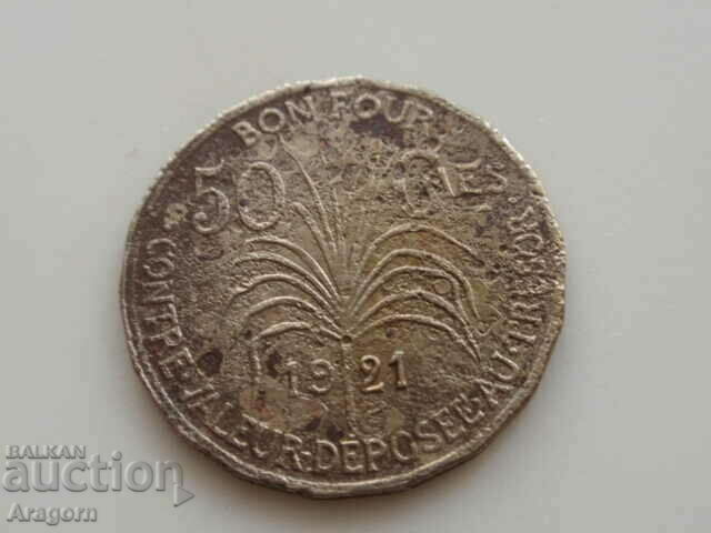 σπάνιο νόμισμα Γουαδελούπη 50 εκατοστά 1921; Γουαδελούπη