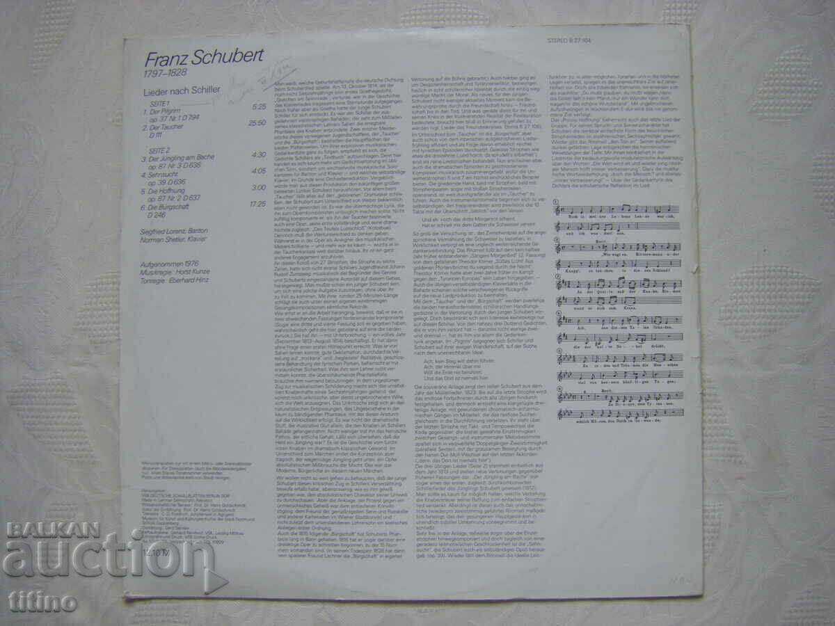 Delivery of Schubert, Schiller - Siegfried Lorenz, Norman Shetler Delivery of Schubert, Schiller - Siegfried Lorenz, Norman Shetler 