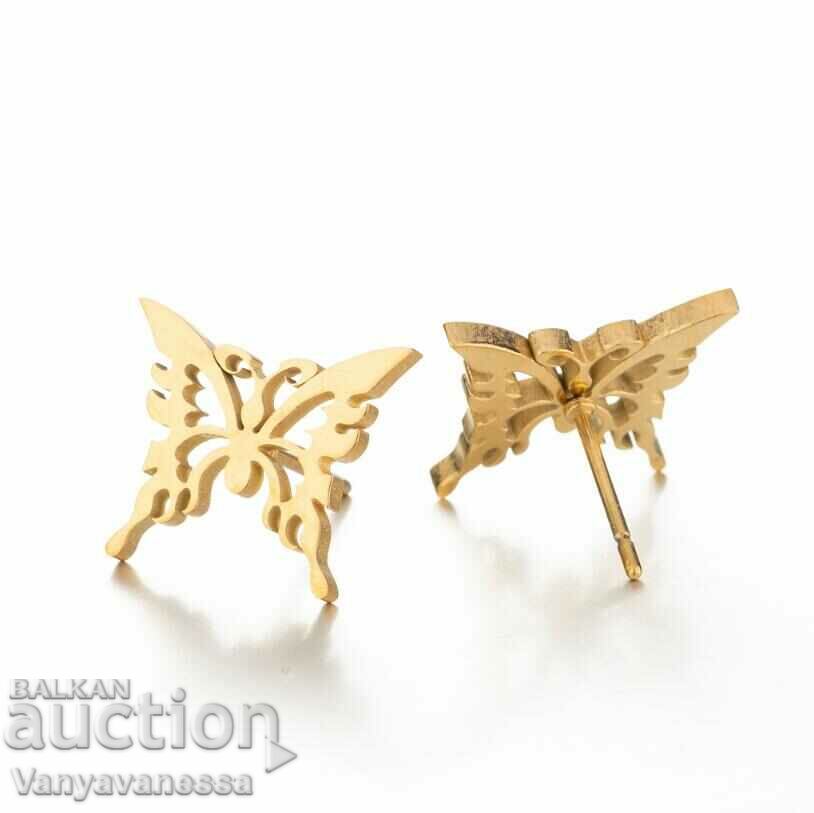 522 Σκουλαρίκια πεταλούδα σε χρυσές πεταλούδες από ιατρικό ατσάλι
