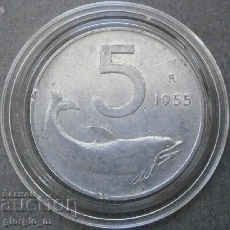 Italy 5 Lire 1955