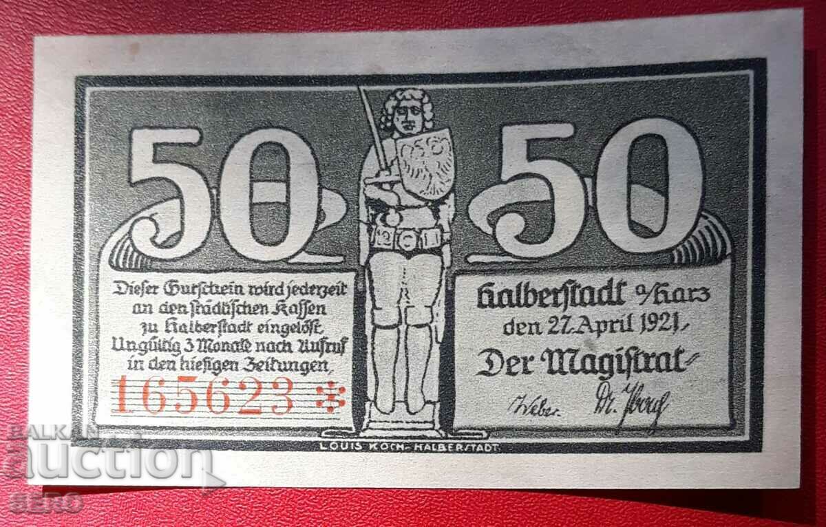 Банкнота-Германия-Саксония-Халберщат-50 пфенига 1921