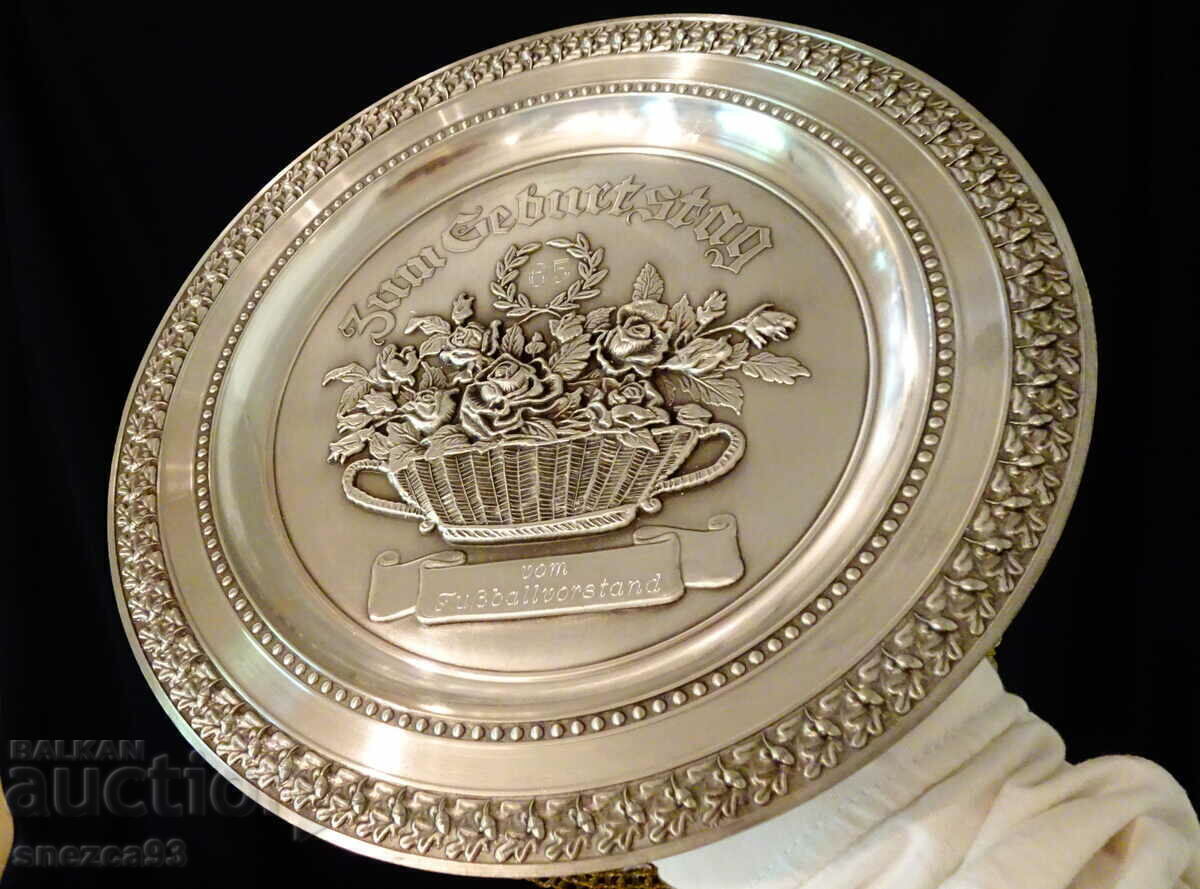 Farfurie de staniu, panou din staniu cu trandafiri pentru zi de naștere, aniversare - 5