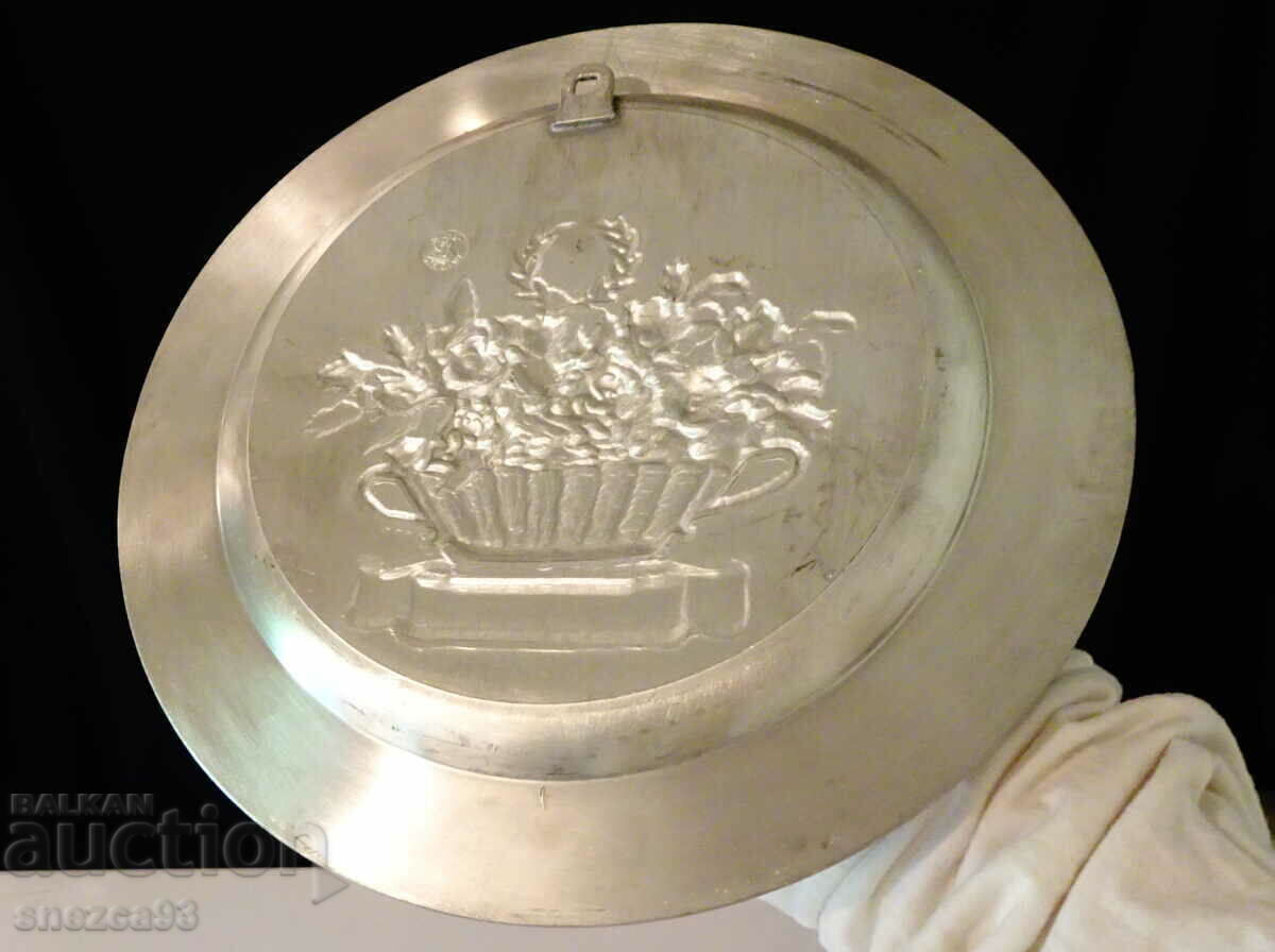 Farfurie de staniu, panou din staniu cu trandafiri pentru zi de naștere, aniversare - 6