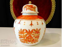 Ancient vase, urn, jar, Chinese porcelain, gold.