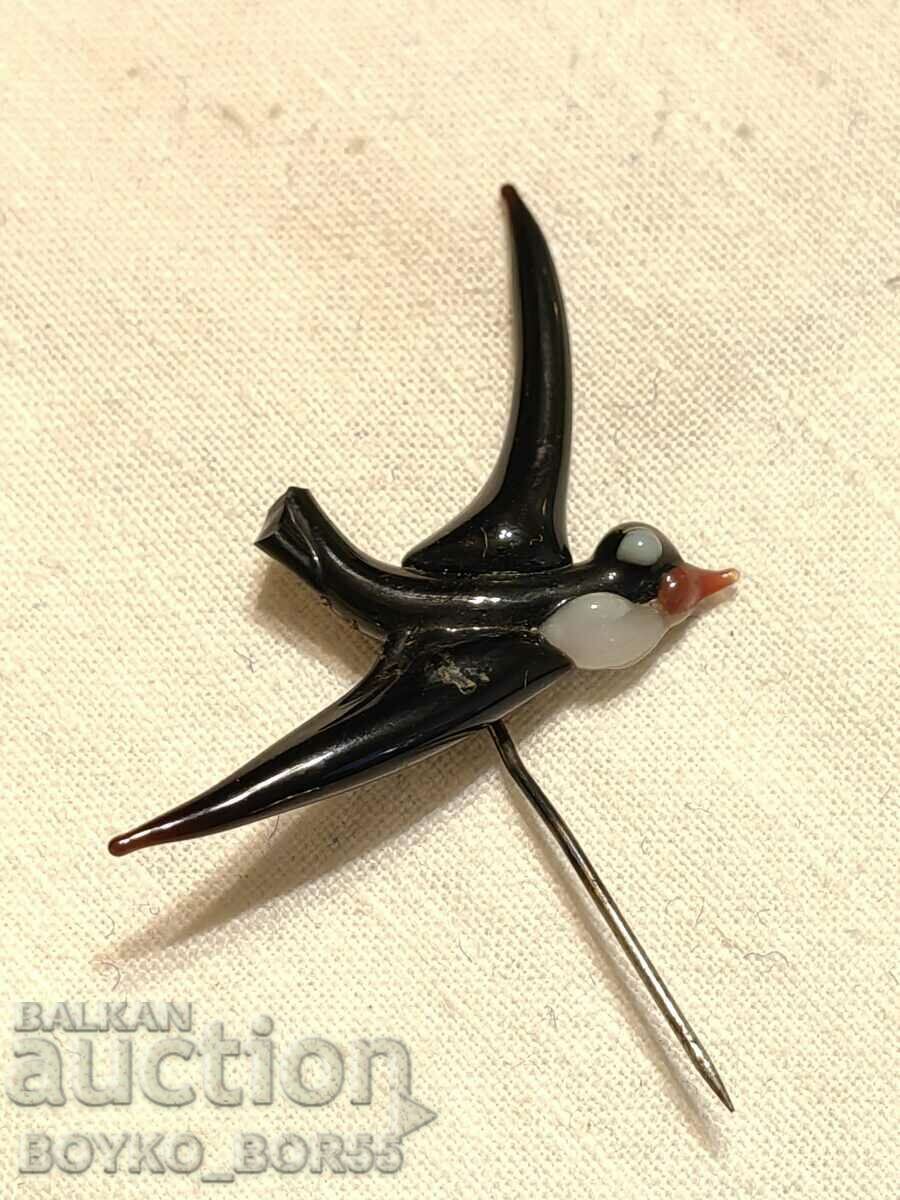 Livrarea Rândunica de sticla antica pentru purtarea cu rever