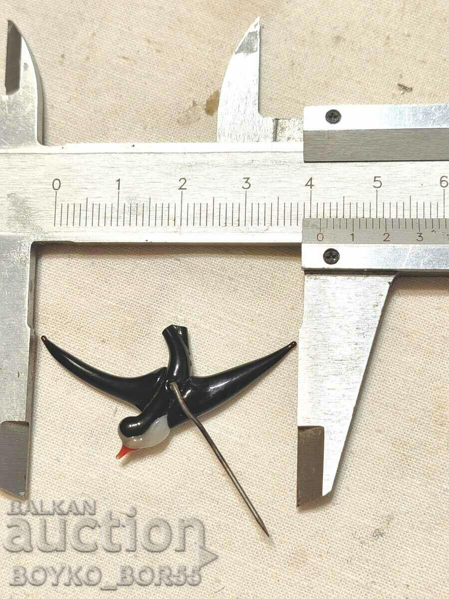 Rândunica de sticla antica pentru purtarea cu rever - 5