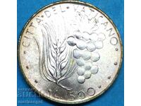 500 лири 1973 Ватикана  29мм 11г сребро Златна патина