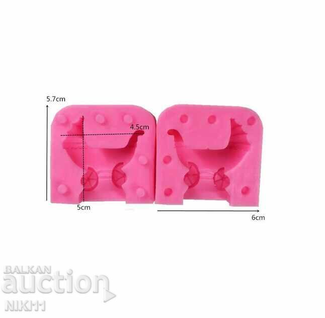 Auction Silicone Mold 3D baby carriage, mold for candle decoration Auction Silicone Mold 3D baby carriage, mold for candle decoration