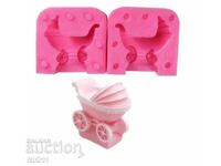 Silicone Mold 3D baby carriage, mold for candle decoration