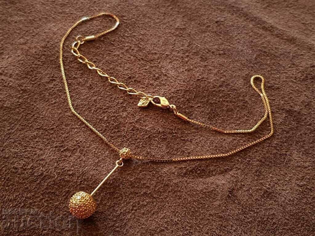 Уникално дизайнерско колие с 18к златно покритие и SWAROVSKI