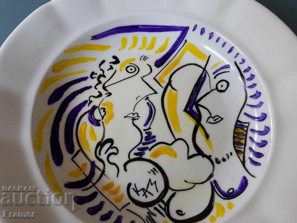 Auction Dimitar Kazakov Nero 1989 porcelain plate Signed Auction Dimitar Kazakov Nero 1989 porcelain plate Signed