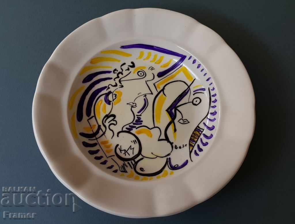 Dimitar Kazakov Nero 1989 porcelain plate Signed