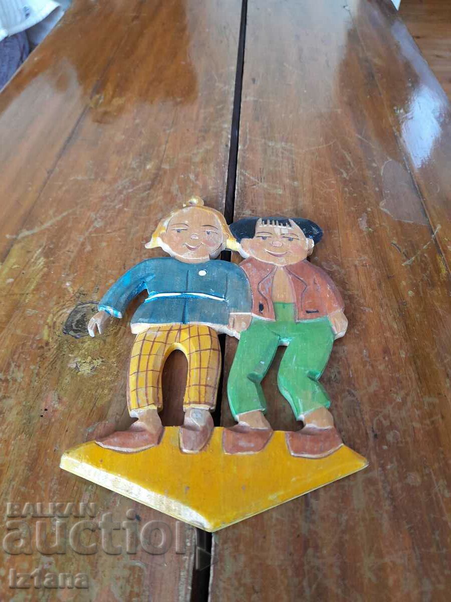 Old wooden decoration Max and Moritz
