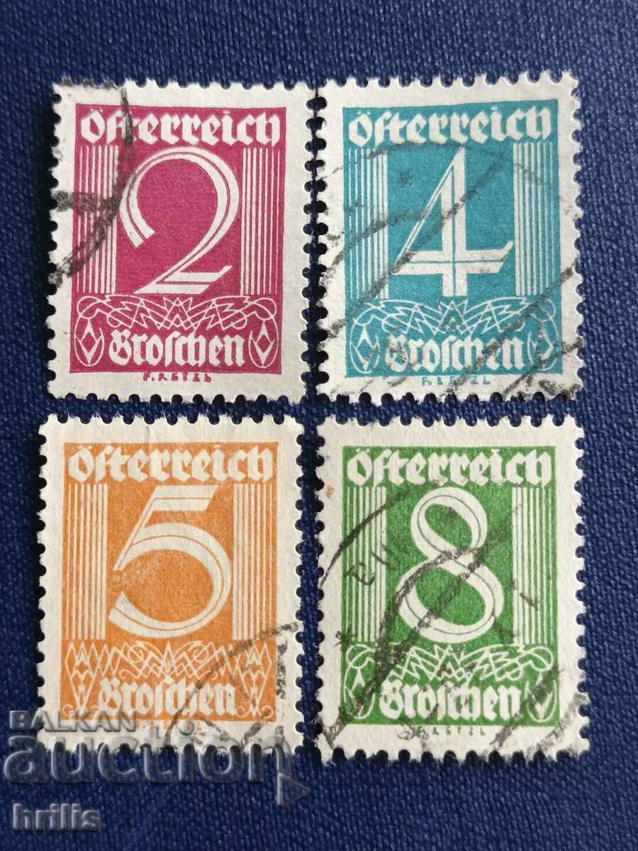 AUSTRIA ANII 1920/30 - 2,4,5 ȘI 8 TIMBRIE BRUTE