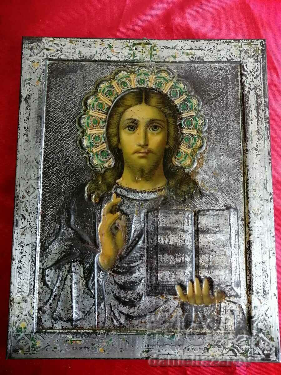 Icoana veche RUSĂ Iisus Hristos secolul al XIX-lea.