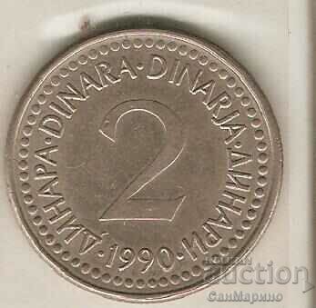 +Yugoslavia 2 dinars 1990