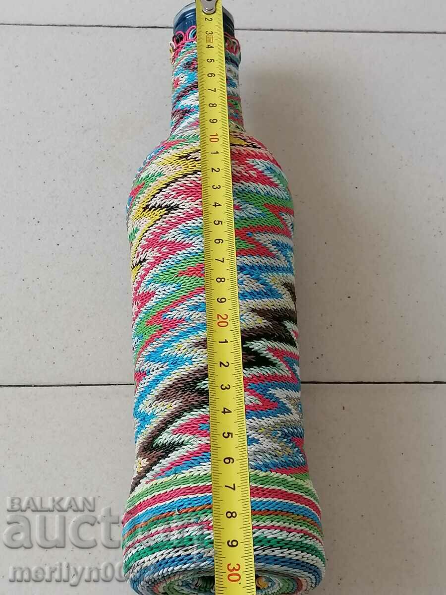 Old glass bottle with colorful braid bottle, glass - 5 Old glass bottle with colorful braid bottle, glass - 5