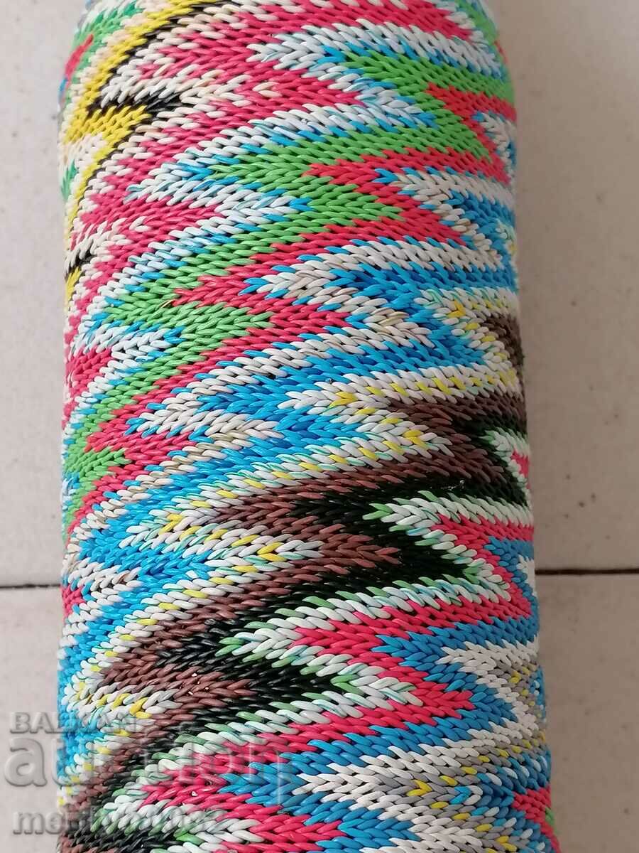 Old glass bottle with colorful braid bottle, glass - 6 Old glass bottle with colorful braid bottle, glass - 6