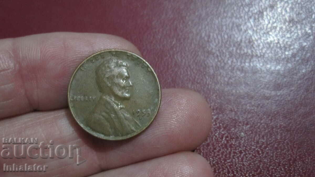 1953 1 cent SUA litera D eroare de curiozitate DUBLĂ - D