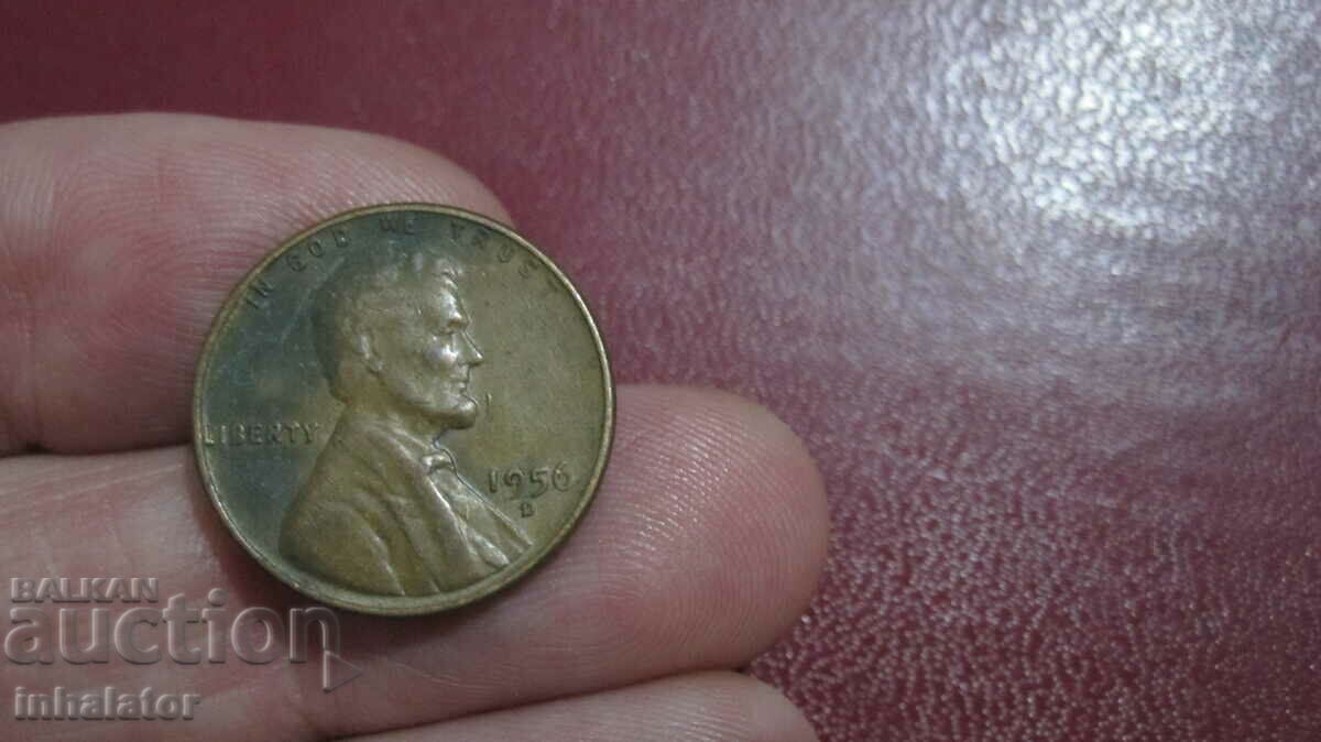 1956 год 1 цент САЩ буква D