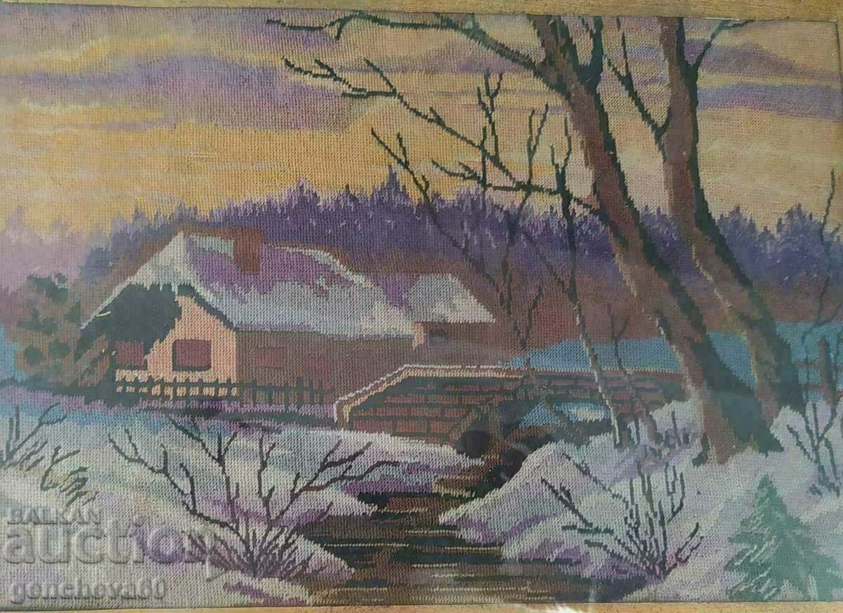 Δημοπρασία Παλαιό κεντημένο κάδρο "Χειμερινό τοπίο" Δημοπρασία Παλαιό κεντημένο κάδρο "Χειμερινό τοπίο"