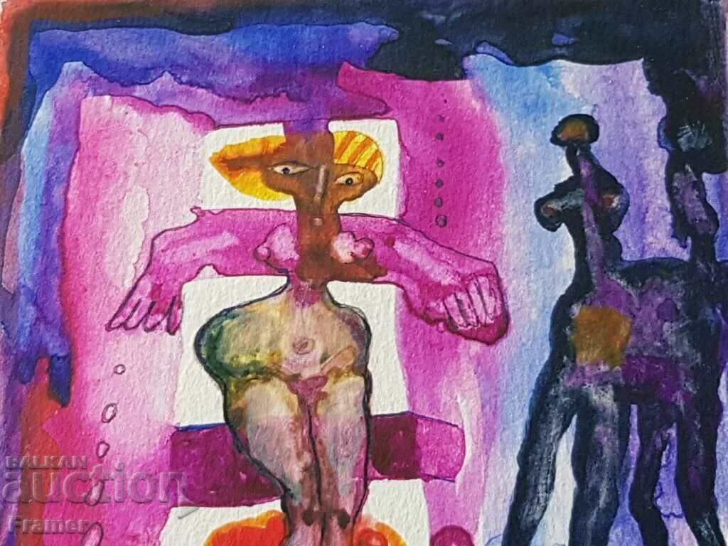 Delivery of Stavri Kalinov 1944 - 2023 Woman and Centaur Watercolor Delivery of Stavri Kalinov 1944 - 2023 Woman and Centaur Watercolor