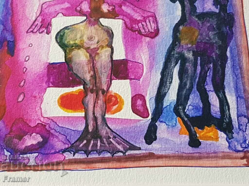 Stavri Kalinov 1944 - 2023 Woman and Centaur Watercolor - 5 Stavri Kalinov 1944 - 2023 Woman and Centaur Watercolor - 5