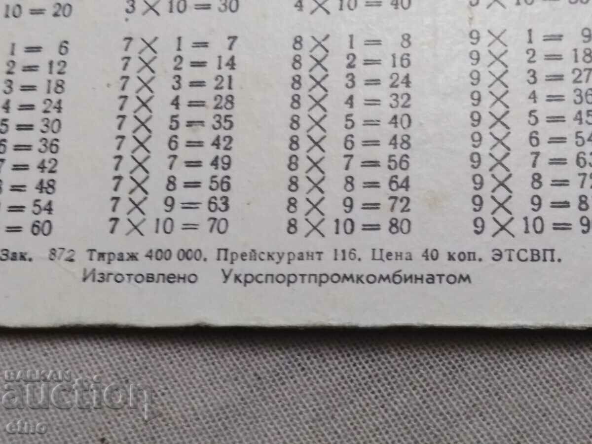 Delivery of USSR, MULTIPLICATION TABLE - STEREO, CALENDAR Delivery of USSR, MULTIPLICATION TABLE - STEREO, CALENDAR