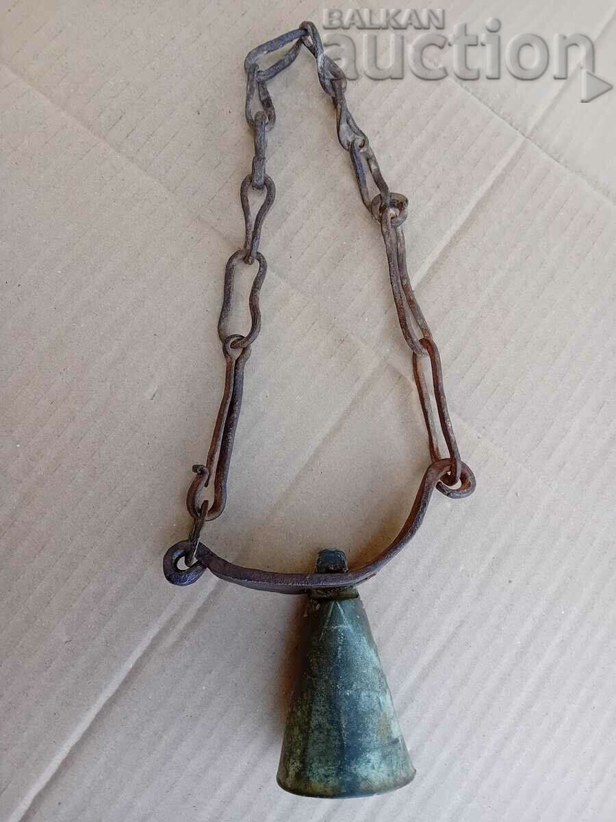 Old revival chan, clapper, bell with chain carrier