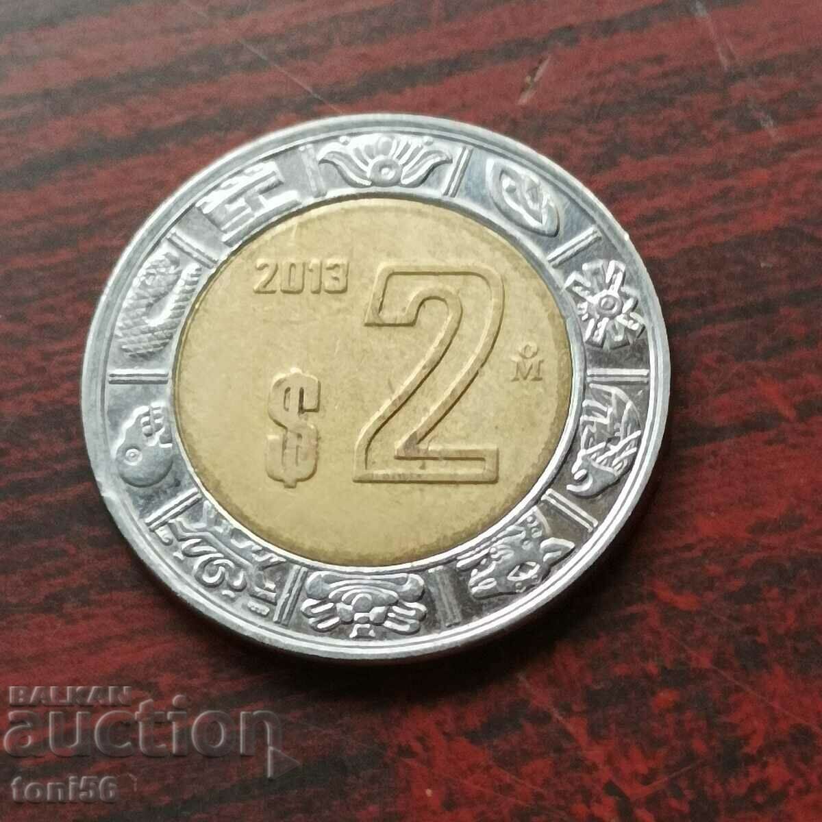 Mexico 2 pesos 2013 aUNC